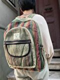 %100 Organik  Yeşil Hemp Sırt Çantası, Organik Çanta, Festival Çantası, Laptop Çantası
