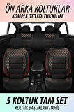Seat Favorit  Uyumlu 5 KOLTUK TAM SETPREMİO SERİSİ TAY TÜYÜ OTO KOLTUK KILIFI KOKMA TERLETME YAPMAZ KIRMIZI DİKİŞ DETAYLI
