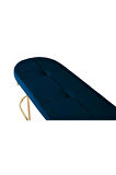 Viego Gold Exclusive Bench Lüks Metal Gold Ayak, Chester Model Yatak Ucu Mavi Puf
