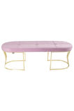 Viego Gold Exclusive Bench Lüks Metal Gold Ayak, Chester Model Yatak Ucu Pembe Puf