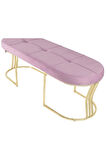 Viego Gold Exclusive Bench Lüks Metal Gold Ayak, Chester Model Yatak Ucu Pembe Puf