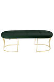 Viego Gold Exclusive Bench Lüks Metal Gold Ayak, Chester Model Yatak Ucu Yeşil Puf