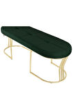 Viego Gold Exclusive Bench Lüks Metal Gold Ayak, Chester Model Yatak Ucu Yeşil Puf
