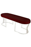 Viego Silver Smooth Bench Lüks Metal Gümüş Ayak, Chester Model Yatak Ucu Bordo Puf