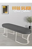 Viego Silver Smooth Bench Lüks Metal Gümüş Ayak, Chester Model Yatak Ucu Gri Puf
