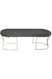 Viego Silver Smooth Bench Lüks Metal Gümüş Ayak, Chester Model Yatak Ucu Gri Puf