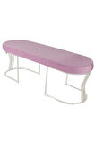 Viego Silver Smooth Bench Lüks Metal Gümüş Ayak, Chester Model Yatak Ucu Pembe Puf
