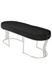 Viego Silver Striped Bench Lüks Metal Gümüş Ayak, Chester Model Yatak Ucu Antrasit Puf