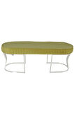 Viego Silver Striped Bench Lüks Metal Gümüş Ayak, Chester Model Yatak Ucu Hardal Puf