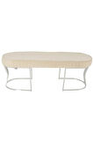 Viego Silver Striped Bench Lüks Metal Gümüş Ayak, Chester Model Yatak Ucu Krem Puf