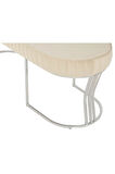 Viego Silver Striped Bench Lüks Metal Gümüş Ayak, Chester Model Yatak Ucu Krem Puf