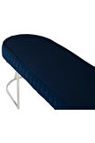 Viego Silver Striped Bench Lüks Metal Gümüş Ayak, Chester Model Yatak Ucu Mavi Puf