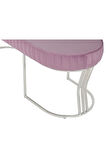 Viego Silver Striped Bench Lüks Metal Gümüş Ayak, Chester Model Yatak Ucu Pembe Puf