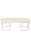 Viego Silver Exclusive Bench Lüks Metal Gümüş Ayak, Chester Model Yatak Ucu Beyaz Puf