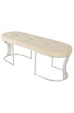 Viego Silver Exclusive Bench Lüks Metal Gümüş Ayak, Chester Model Yatak Ucu Krem Puf