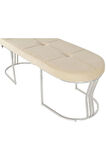 Viego Silver Exclusive Bench Lüks Metal Gümüş Ayak, Chester Model Yatak Ucu Krem Puf