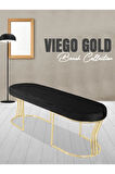 Viego Gold Smooth Bench Lüks Metal Gold Ayak, Chester Model Yatak Ucu Antrasit Puf