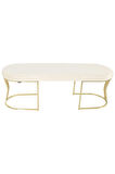 Viego Gold Smooth Bench Lüks Metal Gold Ayak, Chester Model Yatak Ucu Beyaz Puf