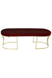 Viego Gold Smooth Bench Lüks Metal Gold Ayak, Chester Model Yatak Ucu Bordo Puf