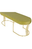 Viego Gold Smooth Bench Lüks Metal Gold Ayak, Chester Model Yatak Ucu Hardal Puf
