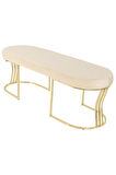 Viego Gold Smooth Bench Lüks Metal Gold Ayak, Chester Model Yatak Ucu Krem Puf