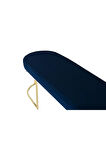 Viego Gold Smooth Bench Lüks Metal Gold Ayak, Chester Model Yatak Ucu Mavi Puf