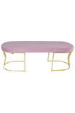 Viego Gold Smooth Bench Lüks Metal Gold Ayak, Chester Model Yatak Ucu Pembe Puf