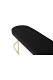 Viego Gold Smooth Bench Lüks Metal Gold Ayak, Chester Model Yatak Ucu Siyah Puf