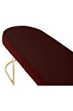 Viego Gold Striped Bench Lüks Metal Gold Ayak, Chester Model Yatak Ucu Bordo Puf