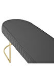 Viego Gold Striped Bench Lüks Metal Gold Ayak, Chester Model Yatak Ucu Gri Puf