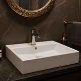 Turavit Vega Dikdötgen Beyaz Delikli Lavabo 80x45 Cm VG0080