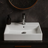 Turavit Vega Dikdötgen Beyaz Delikli Lavabo 80x45 Cm VG0080