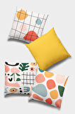 Sarı Modern Çift Taraflı 4'lü Set Kırlent Kılıfı 4KR040