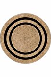 Bej Kaymaz Taban Hasır Görünüm Yuvarlak Mutfak Halısı AR1069