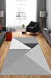 Gri Kaymaz Tabanlı Geometrik Desenli Mutfak Halısı AR1294