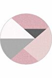 Pembe Kaymaz Geometrik Desenli Yuvarlak Mutfak Halısı AR1325