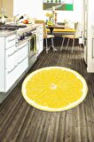 Sarı Kaymaz Tabanlı Limonlu Yuvarlak Mutfak Halısı AR204