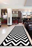 Siyah Kaymaz Zigzag Kesme Rulo Halı Özel Ölçülü Yolluk AR333