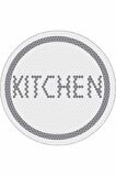 Beyaz Kaymaz Kitchen Yazılı Yuvarlak Mutfak Halısı AR547