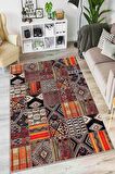 Turuncu Patchwork Kaymaz Tabanlı Dekoratif Halı AR750
