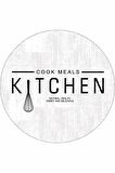 Beyaz Kaymaz Kitchen Yazılı Yuvarlak Mutfak Halısı AR802
