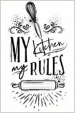 Beyaz Kaymaz Tabanlı My Kitchen My Rules Mutfak Halısı AR853
