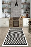 Siyah Kaymaz Taban Yıkanabilir Mackenzie Mutfak Halısı AR874