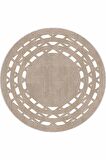 Bej Çerçeveli Kaymaz Tabanlı Yıkanabilir Yuvarlak Halı AR934