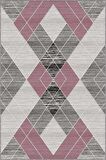 Pembe Geometrik Kaymaz Taban Makinede Yıkanabilir Halı DD003