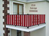 Ceylan Home Balkon Demiri Perdesi Bağcıklı Kırmızı Çizgili 600x80