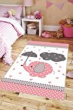 Pembe Kaymaz Tabanlı Filli Bebek Halıları Bebek Halısı KD19