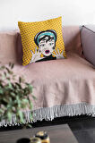 Sarı Pop Art Çift Taraflı Yastık Kırlent Kılıfı KRL069