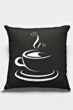 Siyah Fincanlı Çift Taraflı Yastık Kırlent Kılıfı KRL136