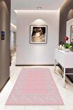 Pembe Çerçeveli Kaymaz Taban Makinede Yıkanabilir Halı MK54